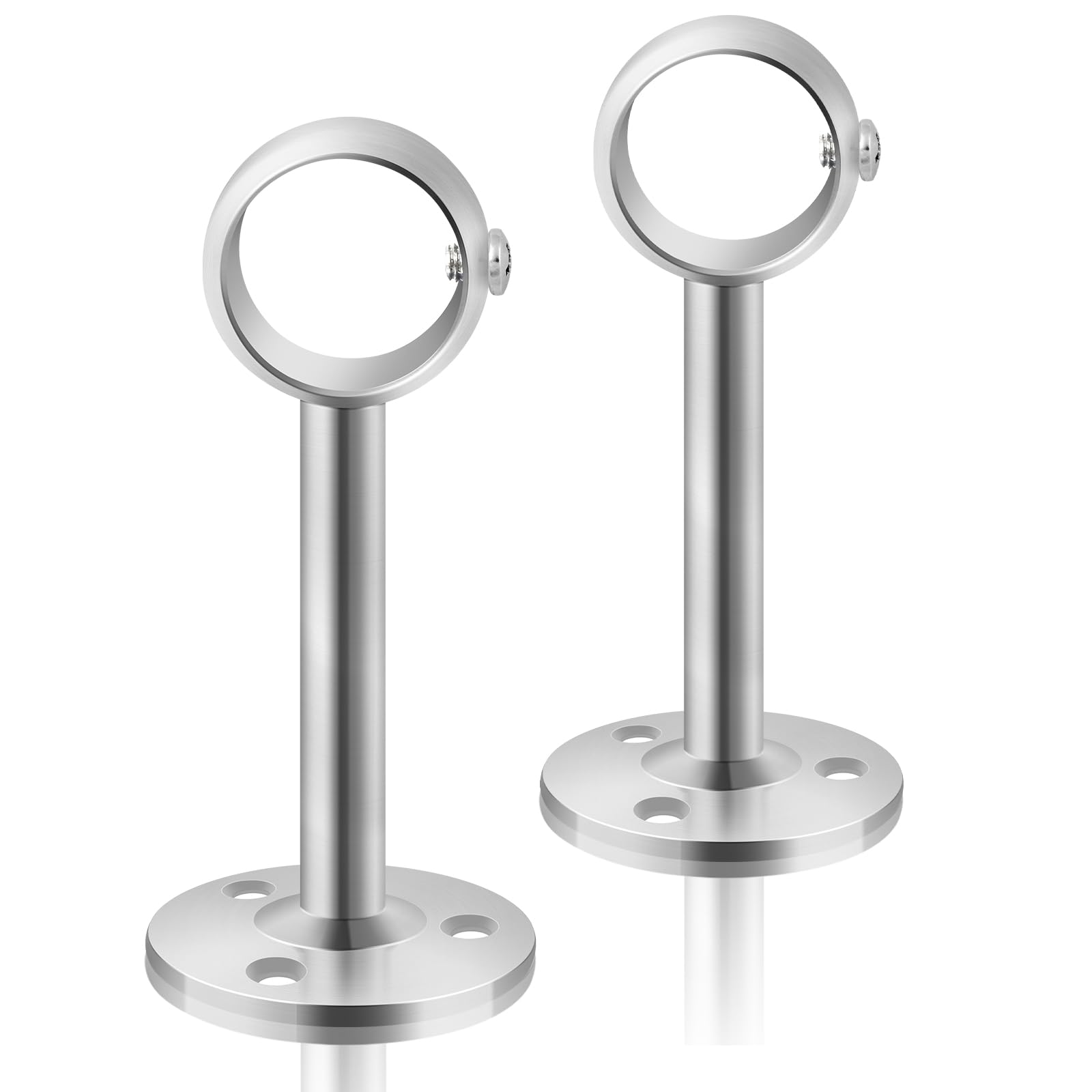 TOKPLNU Ceiling Curtain Pole Brackets, 33mm Heavy Duty Metal Curtain Rail Brackets Silver Ceiling Curtain Rod Holders Bracket for Wall, Curtain Pole Support Hooks with Screws