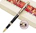 erofa Duke Sapphire Fountain Pen Gold Trim with Ink Refill Converter in Luxury Gift Box Set For Business Signature and Collection