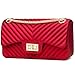 Women Fashion Shoulder Bag Jelly Clutch Handbag Quilted Crossbody Bag with Chain - Red