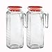 Bormioli Rocco Gelo Glass 1.2 Liter Jug with Red Lid, Set of 2
