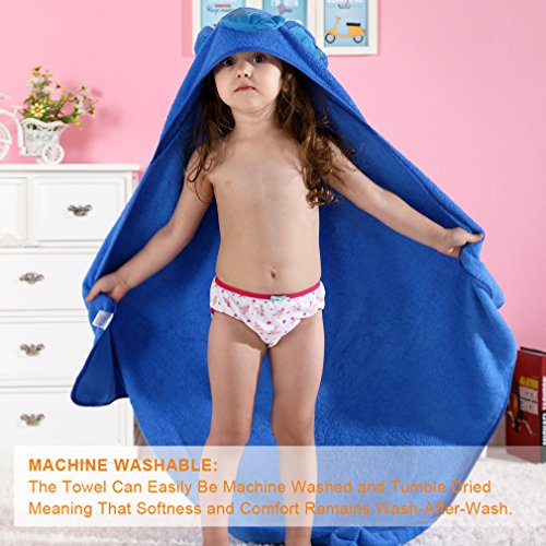 MICHLEY Animal Face Hooded Baby Towel Cotton Bathrobe for Boys Girls 0-6 Year Blue