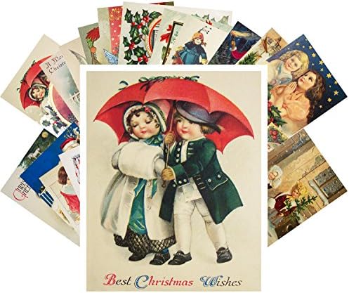 Vintage Christmas Greeting Cards 24pcs Christmas Children and Holy Angels Vintage Greetings Cards REPRINT Postcard Set