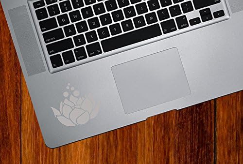 Yadda-Yadda Design Co. Lotus Flower w Bubbles – D2 – Vinyl Decal Sticker for Trackpad | Tablet | iPad | Computer – (Color Choices) (2.5″ w x 2″ h) (Matte Silver)