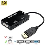 CableDeconn DisplayPort 1.2 to HDMI 4K DVI VGA 3 in 1 Multi-Function Cable Adapter Converter