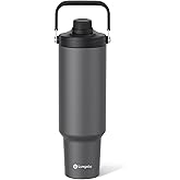 Luxgola 50 oz Insulated Tumbler, Double Wall Vacuum Stainless Steel Cup with Handle and Spout Lid, For Cold/Hot Drinks, Coffee Travel Mug for Car Holder/Home/Office/Party/Camping (Carbon Grey-1 Pack)