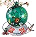 Grateful Gnome Hummingbird Feeder for Outdoors Hand Blown Glass Green Globe Wild Flower - 24 Fluid Ounces