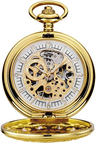 Qqzmd Yam Pocket Watch And Pocket Watch Chain Vintage Openwork Flip Manual Winding Machine As Father's Day/Anniversary/Elder Gift (Bracelet Gift Box) 02 zqq (Color : B)