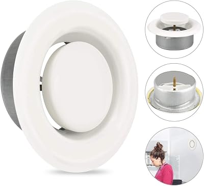 AFASOES Round Ceiling Vent Adjustable Air Valve Grille 100mm 4" Metal White