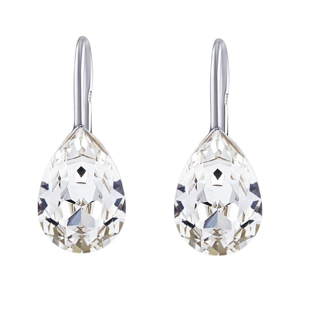 SILVEGO SILVEGOVSW072 Women 925 Sterling Silver Earrings with Swarovski Crystals Clear Drop