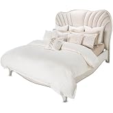 Michael Amini London Place Queen Velvet Panel Bed - Creamy Pearl