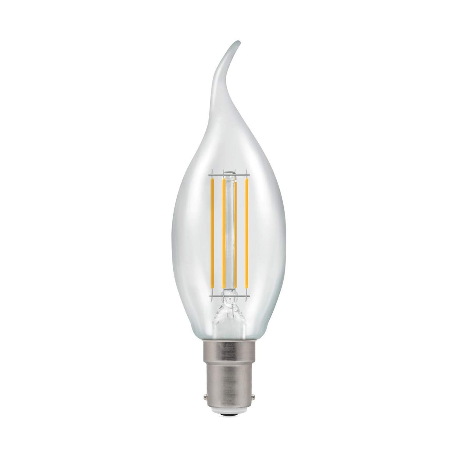 Crompton B15 LED Bent-Tip Filament Candle Bulbs 5 Watts Dimmable 470LM / 40W Incandescent Equivalent C35 Small Bayonet (SBC-B15d) Candle Light Bulbs Warm White 2700K
