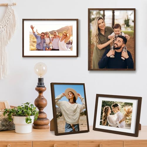 12X16 Oak Wood Picture Frame Brown Poster Frame for 8.5x11 Picture with Mat or 12x16 without Mat Natural Solid Wooden Picture Frames for Wall Art Photo and Prints