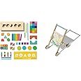 Lovevery 70-Piece Solid Wood Building Block Set, Shapes, Storage Box + Wooden Toy Stroller for Pretend Play, Ages 12 Months+