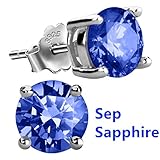 Sterling Silver Stud Earrings for Girls Cubic Zirconia Studs Simulated Birthstone Earrings for Women