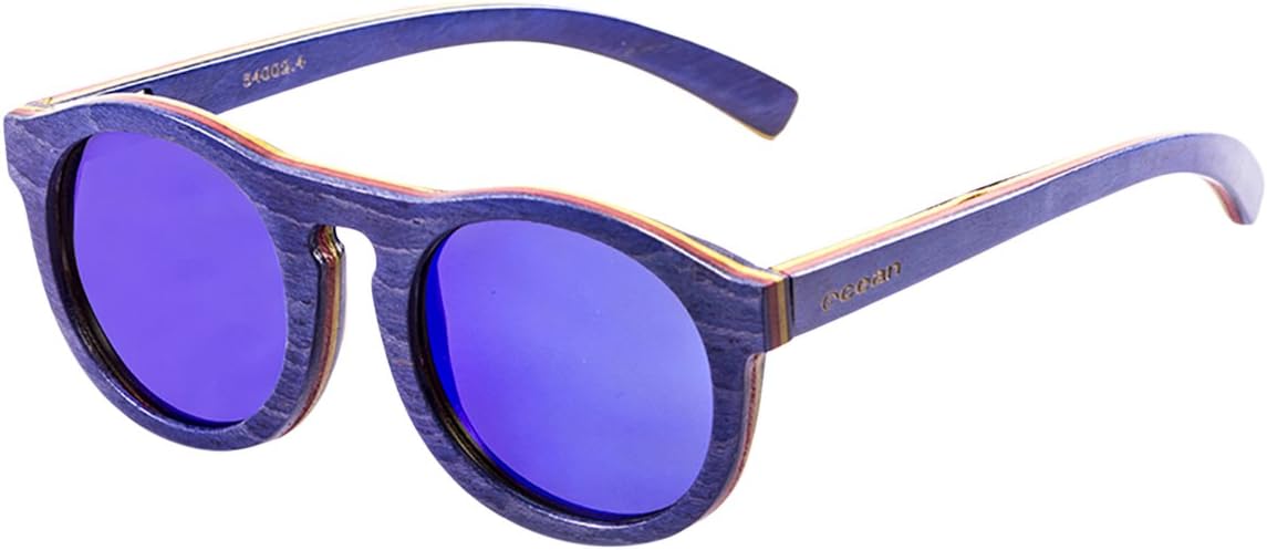 OCEAN SUNGLASSESOcean Fiji Blue Light Frame/Revo Blue Lens Skateboard Wood Sunglasses