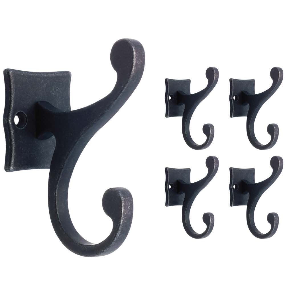 Franklin Brass Double Scroll Hook Assembly Wall Hooks 5-Pack, Gunmetal, FBSCRH5-TDG-C