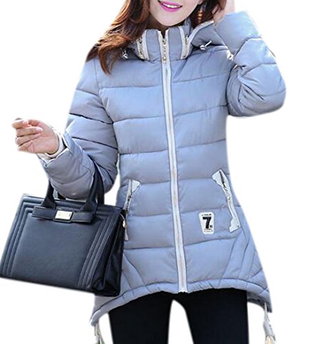 Lingswallow Women's Winter Quilted Hooded Puffer Down Jacket Coat Parka Grey Lingswallow Women's Winter Quilted Hooded Puffer Down Jacket Coat Parka Grey