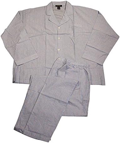 State O Maine - Mens Big and Tall Long Sleeve Long Leg Striped Pajama, Light Blue 35451-XXX-LargeTall