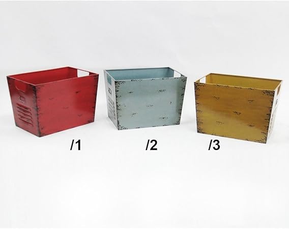 Caja 37 x 26 cm Chapa Caja Vintage Chapa cesta caja metal: Amazon.es: Hogar