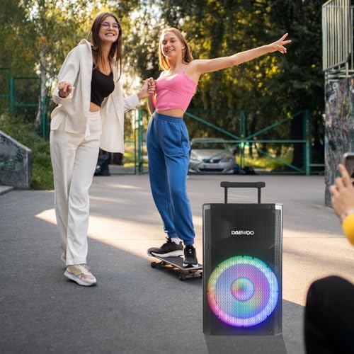 Daewoo Bocina Bafle XPRO TWS 15 Pulgadas Bluetooth Portatíl con Tripie Potencia 100,000W Subwoofer Integrado Entrada para Microfonos Ideal para Karaoke