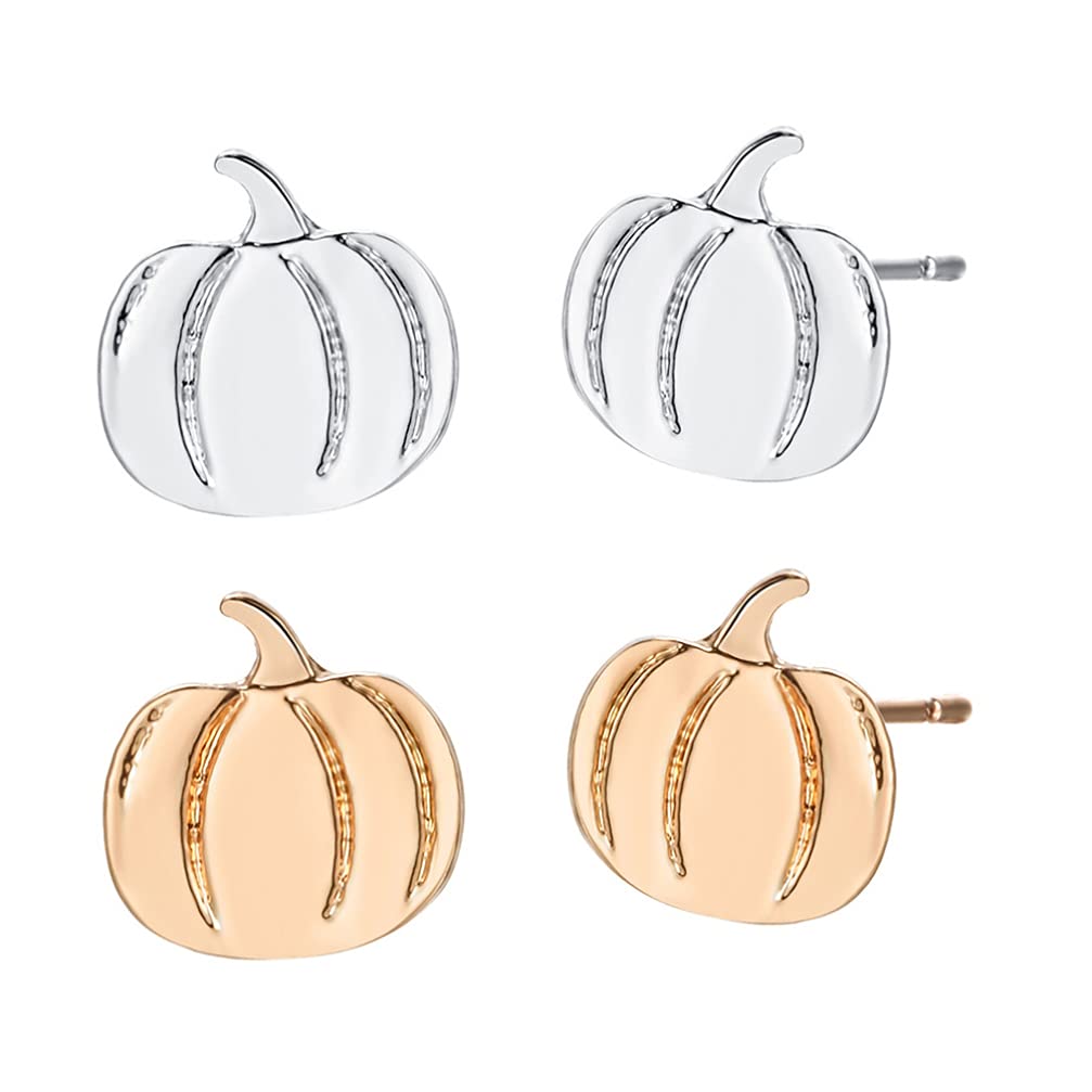 Holibanna 2 Pairs Halloween Pumpkin Earrings Cute Pumpkin Tiny Earrings Silver Enameled Party Jewelry for Women