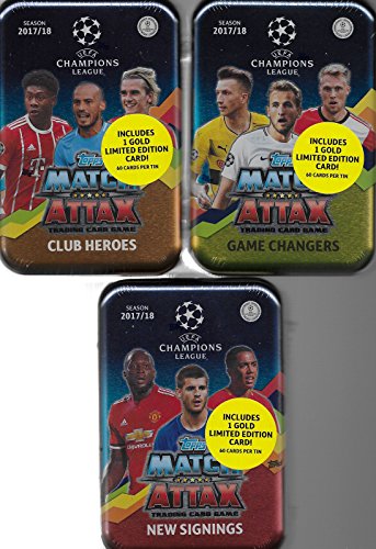 2017 2018 topps 3 tin gift lot of uefa champions league…