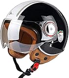 3/4 Motorcycle Helmet, Retro Open-Face Half Helmet