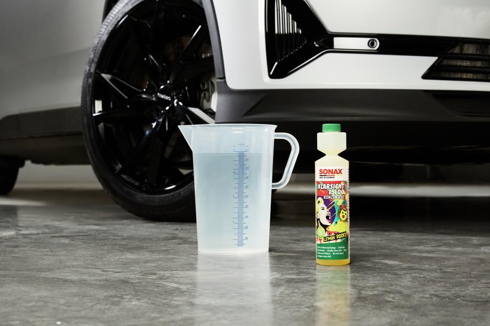 SONAX KlarSicht 1:100 Konzentrat Lemon Rocks (250 ml) Scheibenreiniger beseitigt sekundenschnell Insekten, Schmutz, Blend- & Schmierfilme | Art-Nr. 03701410 4