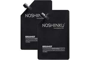 Noshinku Pocket Hand Sanitizer Spray Refill Pouch, Natural Moisturizing Hand Sanitizer Refill With 70% Sugarcane-Derived Alcohol, 200 mL (3.40 Fl Oz (Pack of 2), Bergamot)