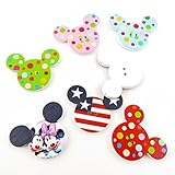 20x Arts Crafts Flatback Colorful Lovely Clothing Accessory Decoration Handmade Cute Wooden Notions Sewing Wood Buttons Supplies NK0217 Mickey Head Shape