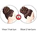 AISI QUEENS 100% Human Hair Bun Extensions 2PCS Curly Wavy Messy Bun Hair Extension Scrunchies Elegant Chignons Wedding Hair Piece for Women and Kids(Color:4# Medium Brown)
