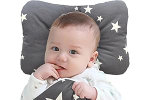 WelsLife Soft Hypoallergenic Baby Head & Neck Support Organic Cotton Cover Machine Washable (Stardream Grey)