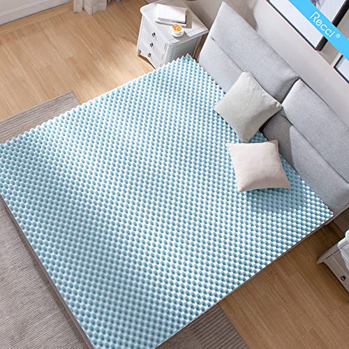 RECCI 2.5 Inch Egg Crate Mattress Topper Queen, Gel Memory Foam