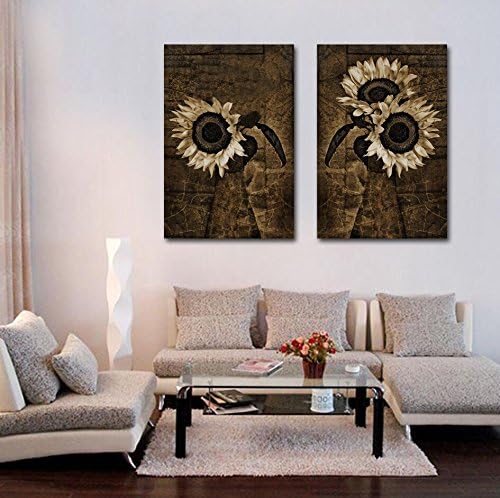 yozhohoo 2 Piece Black And White Wall Art Painting Sunflowers Prints On Canvas Flowers Pictures Wall Decor For Home Modern Decoration