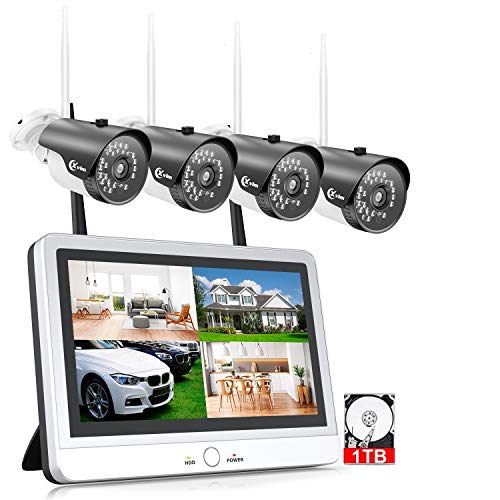 XVIM 12" Monitor Wireless Signal Security Camera System with 1TB Hard