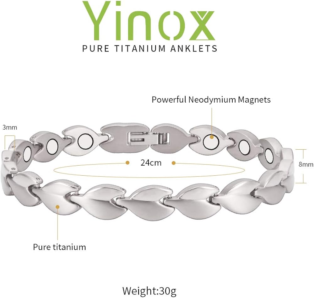 Titanium Magnetic Anklet Ankle Bracelet for Women with Magnets Jewelry (silver), 22.5 cm - Image 4