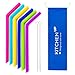 Big Silicone Straws for 30 oz Tumbler Yeti/Rtic - Reusable Silicone Straws for Smoothie/Shakes - Reusable Straws Set of 6 + 2 Brushes + 1 Blue Pouch - Reusable Drinking Straws