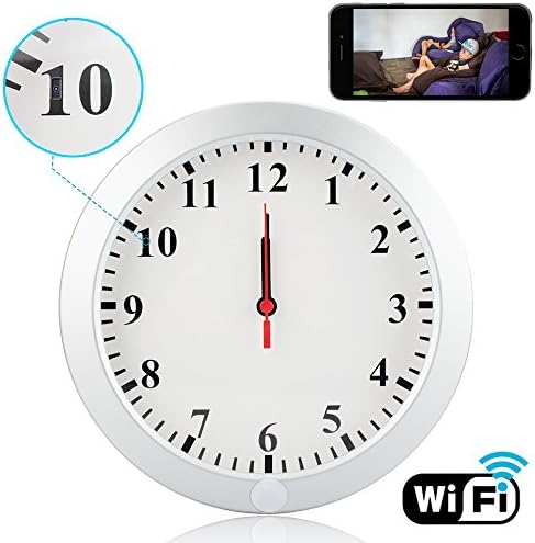 CAMXSW Upgrade WiFi Spy Camera HD 1080P Wall Clock 5000mAh Hidden Cameras with Motion Detection Alarm Clock Camera Pinhole CamNanny Cam Spy Mini Video Recorder Support Android IOS
