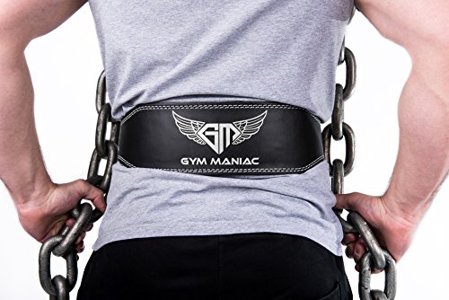 Gym Maniac Weight Lifting Waist Gym Belt | Adjustable Size, 2 Prong Buckle, Comfy Suede, Reinforced Stitching | Support Your Back & Alleviate Pains (Silver, Large)