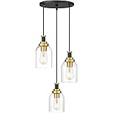 zeyu 3-Light Pendant Light Fixture, Modern Cluster Pendant Lighting, Hanging Light Fixture for Kitchen Island, Clear Glass Sh