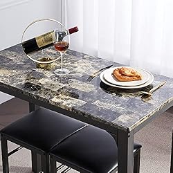 VECELO Bar Table Stools, 3 Pieces Rectangular