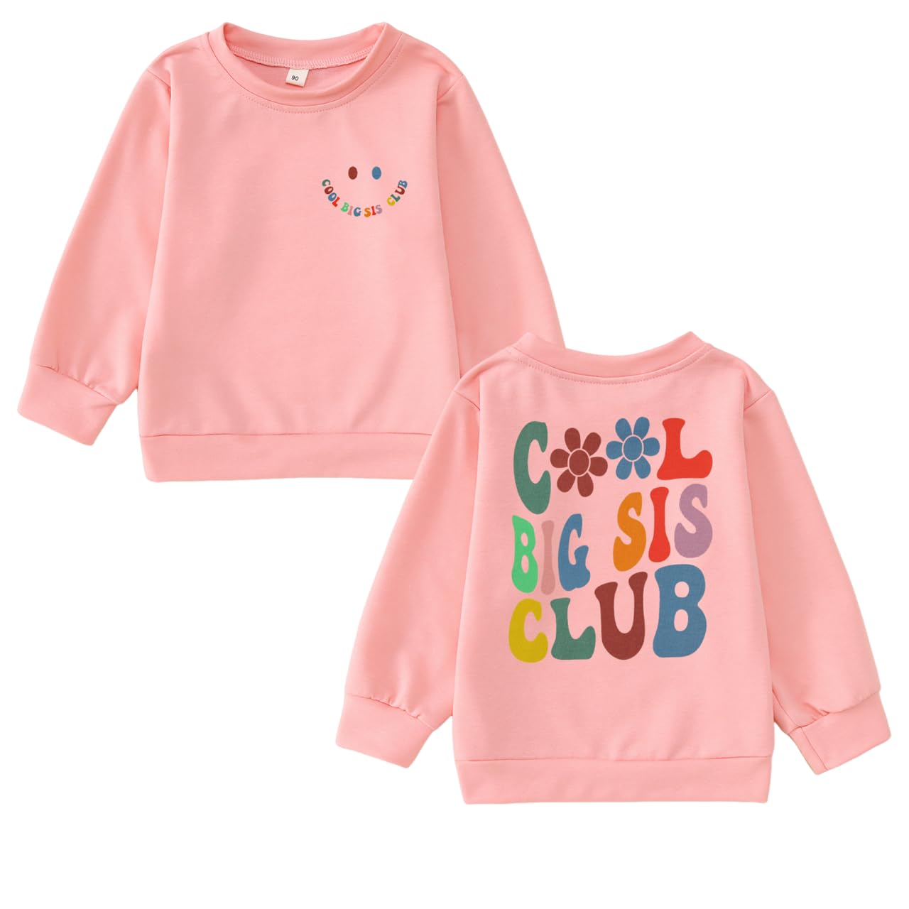 Photo 1 of AFUKUIA Big Sister Sweatshirt for Toddler Baby Girl Cool Big Sis Club Pullover Shirt Kids Crewneck Long Sleeve Fall Outfit(Pink-1,12-18 Months)