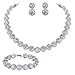 EVER FAITH Silver-Tone Round Cut Cubic Zirconia Tennis Necklace Bracelet Earrings Set