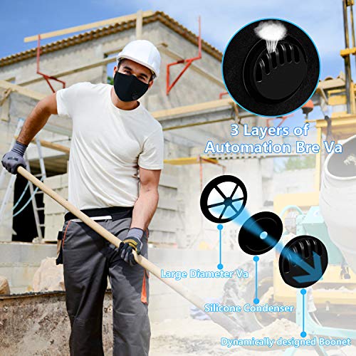 3Pcs Dust ???????????????? Cotton ???????????????? with Va and 20 Replaceable Fs, Washable and Reusable ???????????????? with Adjustable Ear Straps and N Wire for Men Women & Kids (Black)