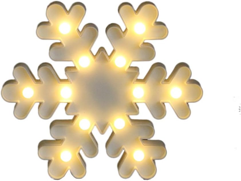 3D Snowflake Nlight Light, LED Plastic Sign-Lighted Marquee Wall Decor for Chistmas Birthday Party Kids Room Wedding Party Decor