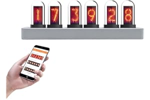 TPHRAVAL Nixie clock IPS clock, display time/set alarm, upload pictures, support mobile phone/computer control, multiple dial styles, multiple display modes, can be used for gifts, decorative desktop (SLIVER)