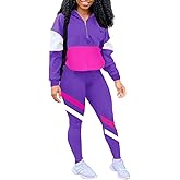 EOSIEDUR Women's Two Piece Outfits Zip Top Jacket and Elastic Waistband Pant Women Sweatsuit Tracksuit Sets