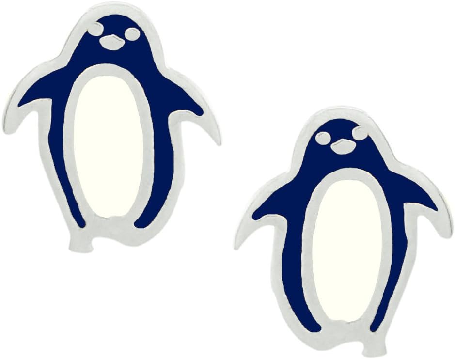 Leah And Kate Women's Mini Enamel Penguin Charm Stud Earrings