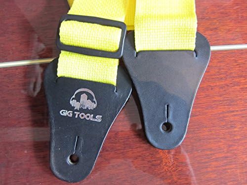 Quality Guitar Strap For Acoustic, Electric, Bass And Classical Nylon with Leather Ends, Fits Youth Boys &amp; Most Kids, Adjusts From Short to Long, Provides Support, Yellow, 100%!