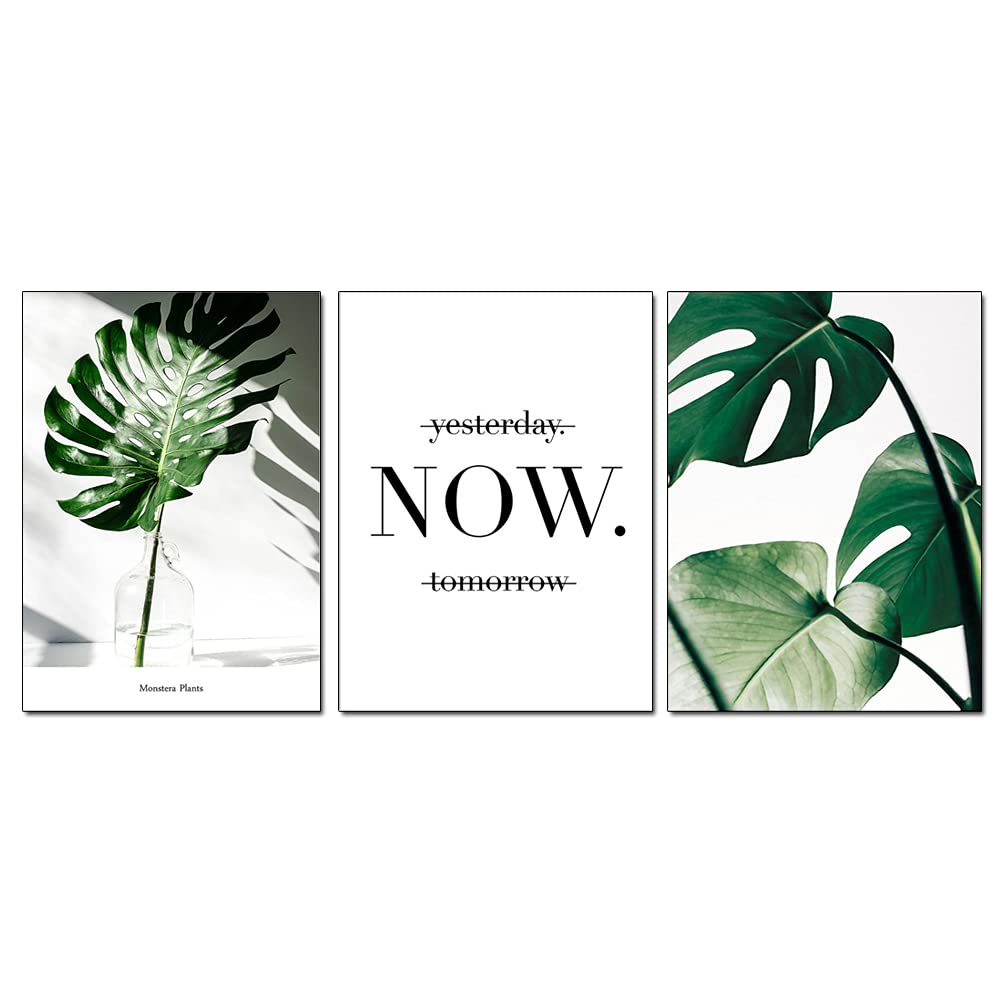 Photo 1 of YOWOCAL Green Leaves Prints Wall Canvas Art, 16x20 Inches Tropical Plants Monstera Minimalist Watercolor Painting Wall Decor for Home Living Room Bedroom Office(Set of 3 Unframed)